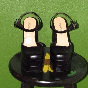 Soda Black Platform Heels